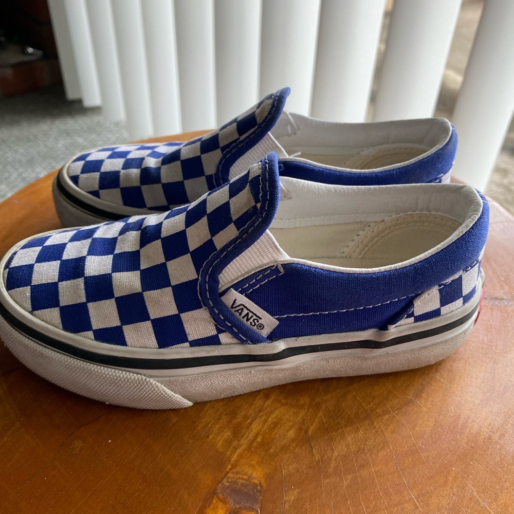 Vans Blue and White Checkerboard Sneakers